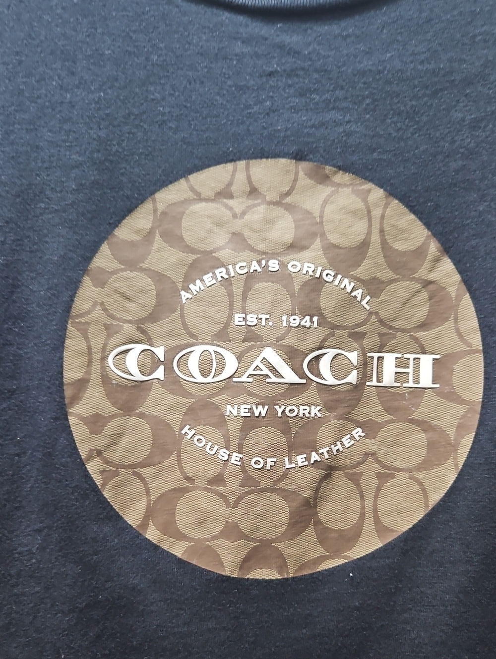 Coach Men’s Black T-Shirt with Signature Brown Logo Patch - Picture 4 of 4